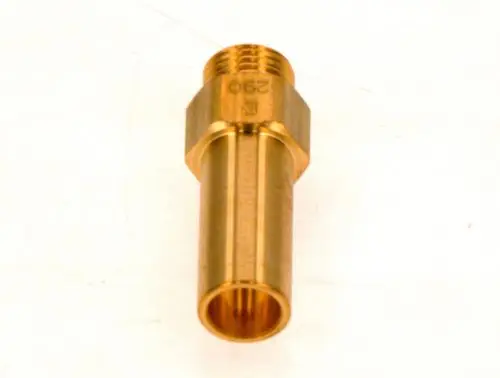 Brass fitting with a threaded end, likely for gas connections, branded with Bosch markings on the surface. Positioned vertically on a white background.